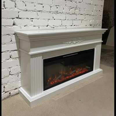 Линейный электрокамин Bergamo WT с очагом Vision 42 LOG LED