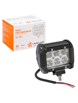 Фара светодиодная (балка) двухрядная, 6LED рассеянный свет, 18W (98х78х65) 12/24V (ALED041) AIRLINE