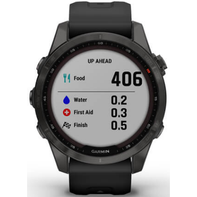 Умные часы Garmin Fenix 7s Sapphire Solar титановый серый DLC с черным ремешком