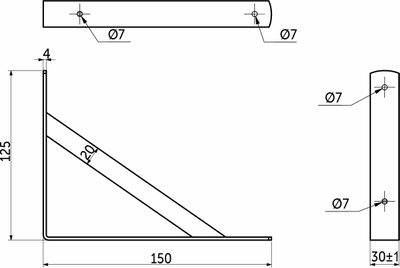 Полкодержатель AKS LINE 150*125*30*4 (черный)