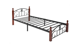 Кровать РУМБА AT-203/RUMBA, 90*200 см (дерево гевея/металл, красный дуб/чёрный)