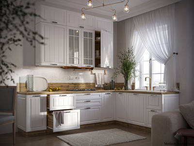 Прага модульная кухня Белое дерево