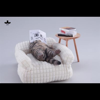 Котик на софе (серый) - Коллекционная фигурка 1/6 Lazybones Cat (JXK293A) - JXK