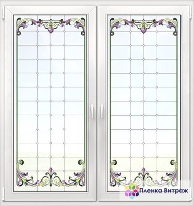 Витражная пленка, витражная пленка самоклеющаяся, пленочный витраж с классическим рисунком матовая