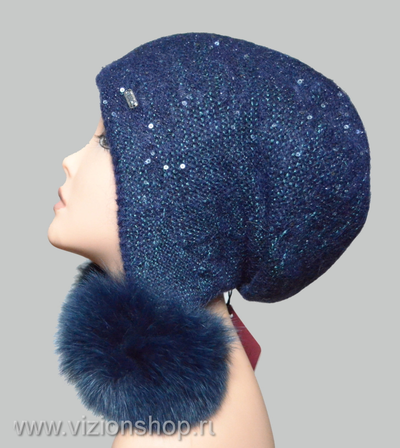 sinyaya-vyazanaya-shapka-ushanka-s-pomponami-italiya-vizio-kupit