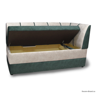 Кухонный ДИВАН "ФОРУМ-8" с боковой спинкой, Зеленый/Слоновая кость Правый