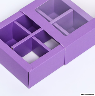 Коробка для конфет 6 шт, сиреневый, 13,7 х 9,8 х 3,8 см