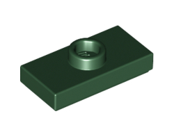 Plate, Modified 1 x 2 with 1 Stud with Groove and Bottom Stud Holder Jumper, Dark Green (15573 / 6192250)