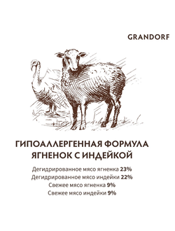 Grandorf (Грандорф): сухой корм для собак мини-пород Ягненок с индейкой, 3 кг