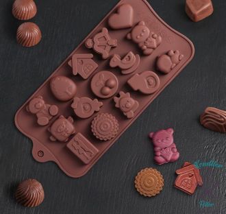 Форма для льда и шоколада «Счастье есть», 21×11×1,5 см, 15 ячеек
