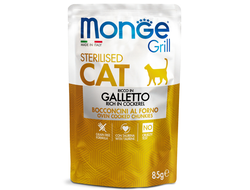 Влажный корм Monge Cat Grill для стерилизованных кошек, с курицей, паучи 85 г