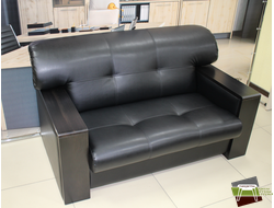 B-2 БОССО Диван 2-хместный (Aries 501) чёрный/подлокотники горький шоколад
