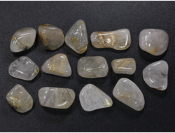 Кварц с рутилом (рутиловый), галтовка в ассортименте, Бразилия (10-15 мм, 1-1,5 г) №26904