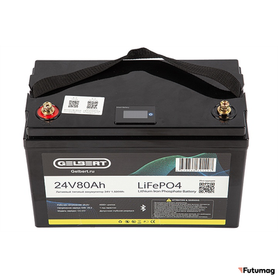 Литиевый тяговый аккумулятор Gelbert LiFePO4 (24V/80Ah/100A/1,920Wh) Bluetooth