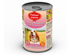 РОДНЫЕ КОРМА КОНСЕРВЫ ДЛЯ СОБАК ПТИЦА С ПОТРОШКАМИ В ЖЕЛЕ ПО-МОСКОВСКИ 410 Г