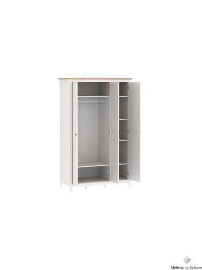 2.08.01.040.14 САГА шкаф 3 двери с зеркалом белый/ясень