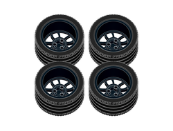 !АНАЛОГ! Wheel 62.3mm D. x 42mm Technic Racing Large with Black Tire 81.6 x 44 ZR Technic Straight Tread  23800 / 23799 , Black (23800c01) / 4 шт.