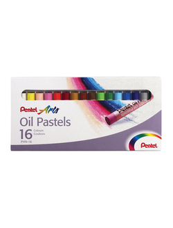 Пастель масляная художественная PENTEL "Oil Pastels", 16 цветов, круглое сечение, картонная упаковка, PHN4-16