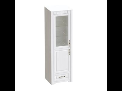 Шкаф-витрина "Прованс" гостиная 602х410х1970 Бодега белая / Патина премиум