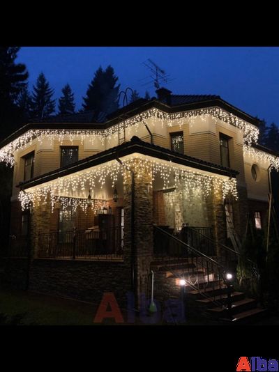 Бахрома 3*0.6 м БЕЛЫЙ ТЕПЛЫЙ, мерцание IP 65