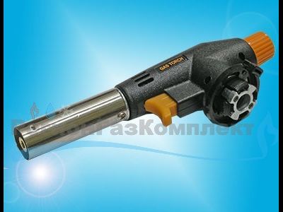 Газовая горелка, черная, сопло 16мм, с пьезоподжигом (газ 220г.)