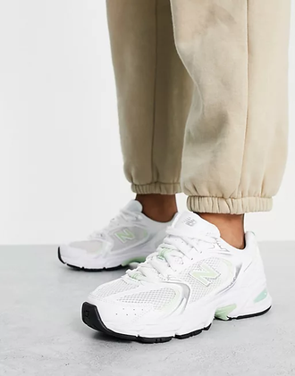 New balance white and green best sale