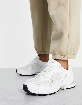 new balance 530 white pastel green