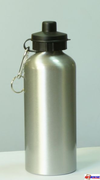 Фляжка алюминиевая 600мл с крышкой для питья СЕРЕБРО