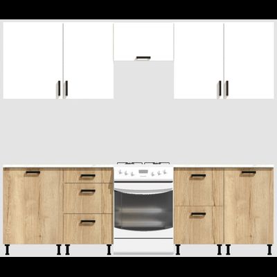 Кухня Эконом 2,1 метра (600х450х600х450) Цвет: Белый/Дуб Вотан