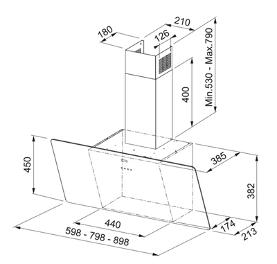 FPJ 915 WH (110.0361.907) белый стекло вытяжка (сенсор)
