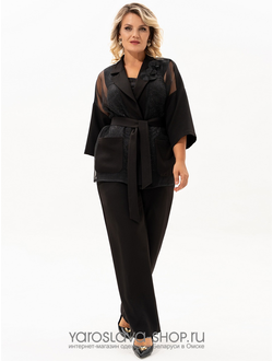 Модель: 4082.Стильный и изысканный комплект, состоящий из элегантного жакета кимоно, блузы и брюк