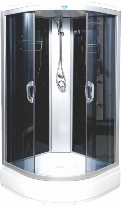 Душевая кабина Водный Мир ВМ-8825, Низкий поддон, задние стекла черные, передние стекла тонированные, 80x80x215 см.