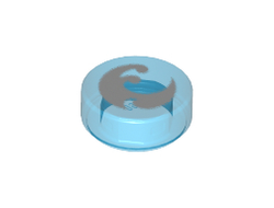 Tile, Round 1 x 1 with Elves Water Power Symbol, White Wave Pattern, Trans-Dark Blue (98138pb031 / 6104423 / 6273628)