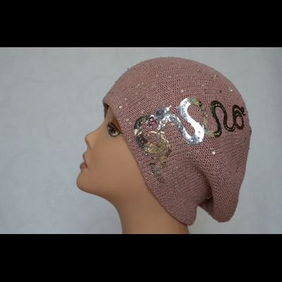 Женский берет вязаный со змейкой Vizio Италия 6351 розовый фото