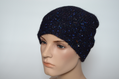 Синяя меланжевая шапка с пайетками Vizio Италия 6926 CL фото