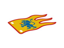 Cloth Flag 8 x 5 with 2 Holes, Wave with Red Border and Blue Lion Pattern, Yellow (100728 6409509)