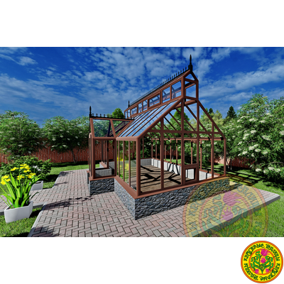 Базовая комплектация теплицы в английском стиле с холлом из стекала и алюминия ЙОРКШИР КАНТРИ ХОЛЛ 6000 х 3000 мм