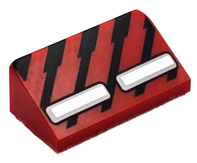 Slope 30 1 x 2 x 2/3 with Black Diagonal Stripes and 2 Silver and White Rectangles Pattern, Red (85984pb436 6472241)