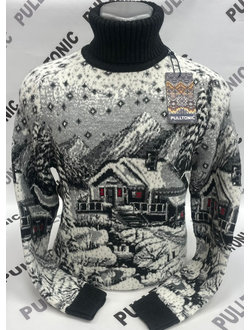 Мужской свитер Домик и горы 02