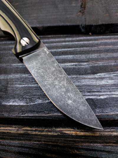 Фрикционный складной нож Микрос+ сталь К110 BlackWash, рукоять G10, цвет тайга