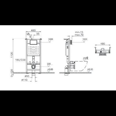 Комплект: унитаз с сиденьем дюропласт VitrA Normus, с микролифтом, инсталляцией и панель управления, цвет глянцевый хром, 9773B003-7206
