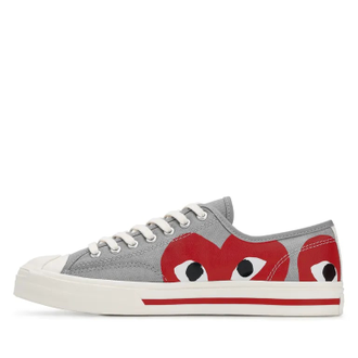 Кеды Play Comme des Garçons x Converse Jack Purcell серые низкие с красным