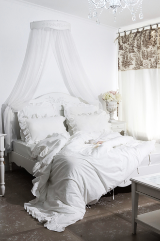 Постельный комплект с оборками "сливочный" (варенный хлопок 100%)