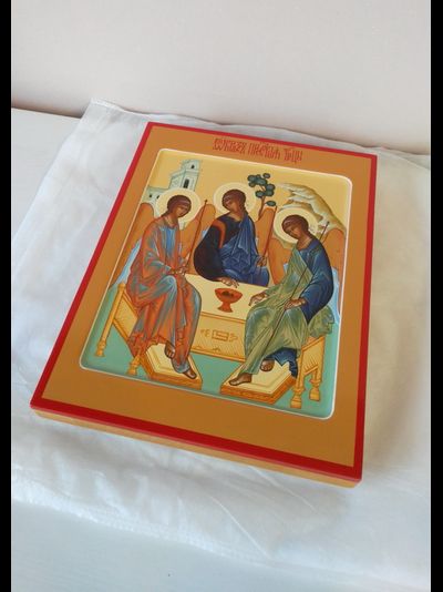Троица Пресвятая. Рукописная икона. 22х28см.