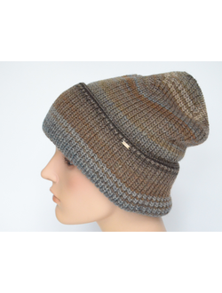 Ореховая вязаная шапка с отворотом Vizio Италия 110 CRY фото