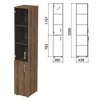 Шкаф закрытый со стеклом "Приоритет", 360х438х2000 мм, 4 полки, лагос