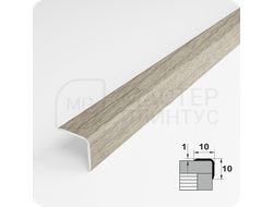 Алюминиевый отделочный уголок Лука УО 10х10мм. дуб беленый