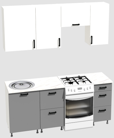 Кухня эконом 1,5 метра (600х500х400) Цвет: Белый/Базальт