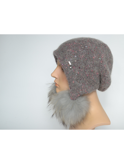 Vizio Италия 8022 шапка ушанка серая с фуксией цвет 4/20