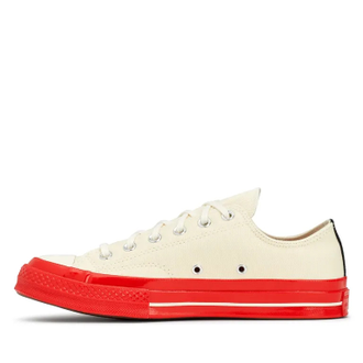 Кеды Converse Comme des Garcons Play белые низкие с красной подошвой